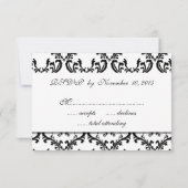 Schwarz-weiß Damask Wedding UAWG RSVP Karte (Rückseite)