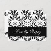 Schwarz-weiß Damask Wedding UAWG RSVP Karte (Vorne/Hinten)