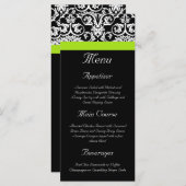 Schwarz/Weiß-Damaske mit grünem Akzent laden Menükarte (Vorne/Hinten)