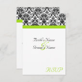Schwarz/Weiß-Damaske mit grünem Akzent laden RSVP Karte (Vorne/Hinten)