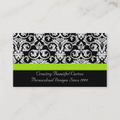 Schwarz/Weiß-Damaske mit grünem Akzent laden Visitenkarte (Rückseite)