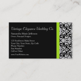 Schwarz/Weiß-Damaske mit grünem Akzent laden Visitenkarte