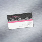 Schwarz-Weiß-Damasken und Spitzen-Hochzeitsflugzeu Magnetische Visitenkarte (Beispiel)