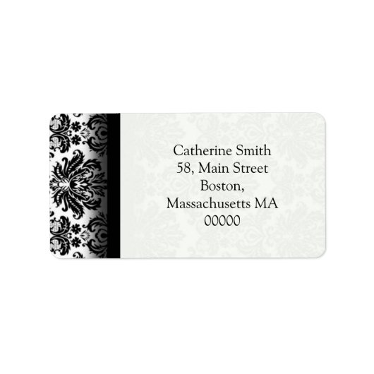 Schwarz-Weiß-Damaskus-Adressbezeichnungen Adressaufkleber (Vorne)
