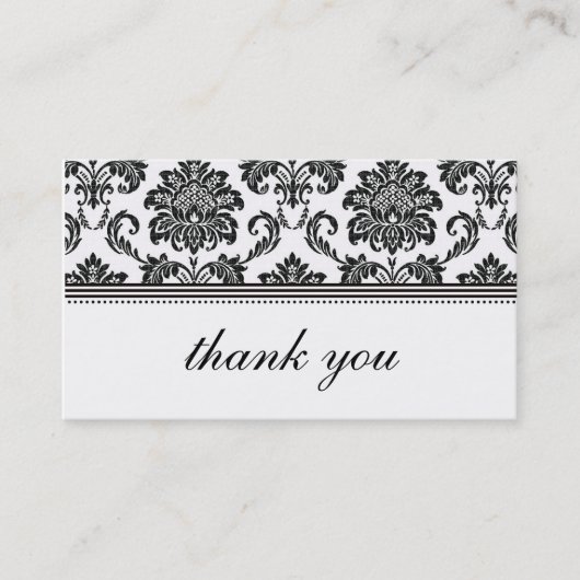 Schwarz-Weiß-Damaskus Danke-Karte Visitenkarte (Vorderseite)