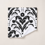 Schwarz-Weiß-Damaskus der 1930er Jahre Badhandtuch Set (Waschlappen)