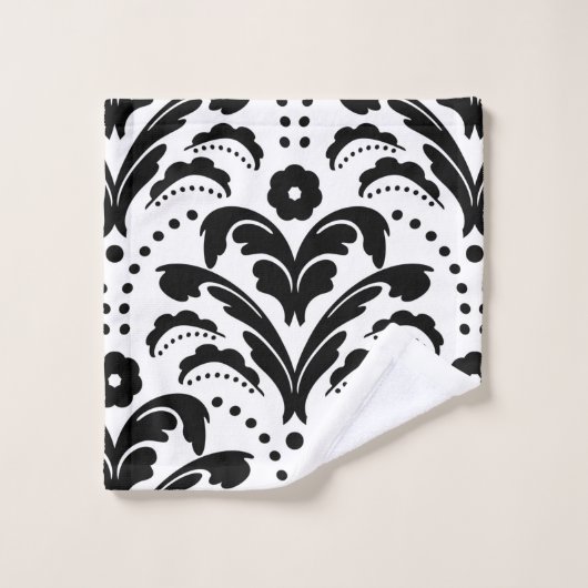 Schwarz-Weiß-Damaskus der 1930er Jahre Badhandtuch Set (Waschlappen)