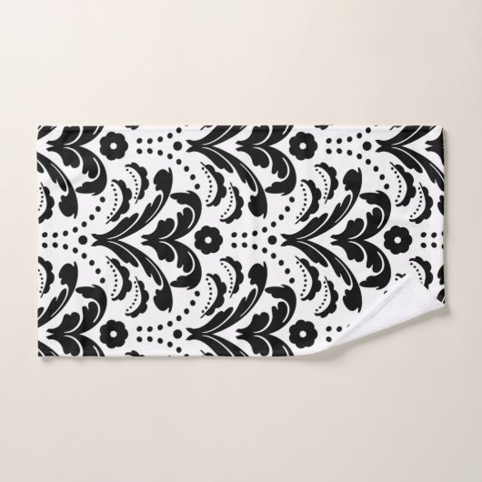 Schwarz-Weiß-Damaskus der 1930er Jahre Badhandtuch Set (Handtuch)