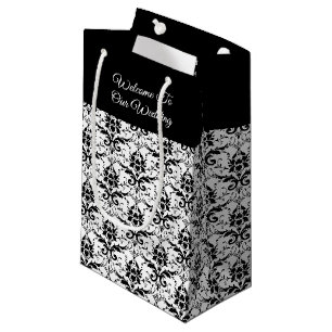 Schwarz-Weiß-Damaskus-Druck - Hochzeitsgeschenktas Kleine Geschenktüte