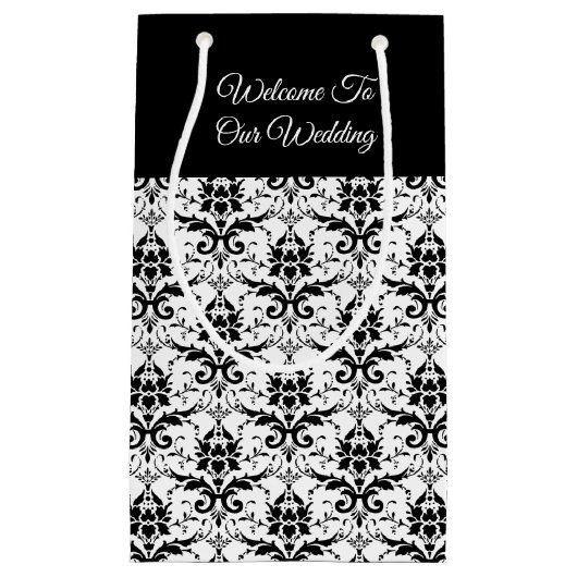Schwarz-Weiß-Damaskus-Druck - Hochzeitsgeschenktas Kleine Geschenktüte (Vorderseite)