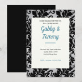 Schwarz-Weiß-Damaskus Einladung (Vorne/Hinten)