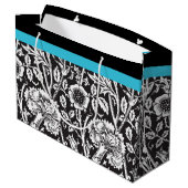 Schwarz-Weiß-Damaskus-Geschenktasche Große Geschenktüte (Rückseite Schrägansicht)
