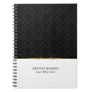 Schwarz-Weiß-Damaskus Gold Akzent Notizblock