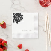 Schwarz-Weiß-Damaskus-Gold-Text-Hochzeit Serviette (Beispiel)