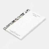 Schwarz-Weiß-Damaskus-Goldakzent Post-it Klebezettel (angewinkelt)