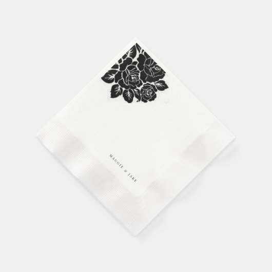 Schwarz-Weiß-Damaskus-Hochzeit Serviette (Ecke)