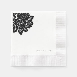 Schwarz-Weiß-Damaskus-Hochzeit Serviette