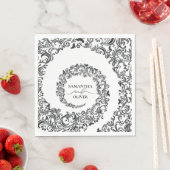 Schwarz-Weiß-Damaskus-Hochzeit Serviette (Beispiel)