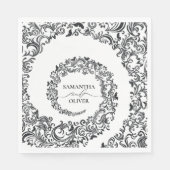 Schwarz-Weiß-Damaskus-Hochzeit Serviette (Vorderseite)