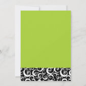 Schwarz-Weiß-Damaskus-Hochzeitsempfehlung mit grün Einladung (Rückseite)