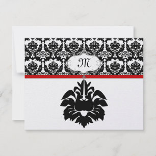 Schwarz-Weiß-Damaskus-Hochzeitskarten RSVP Karte
