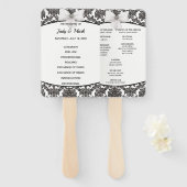 Schwarz-Weiß-Damaskus-Hochzeitsprogramm Fächer (Vorne und Hinten)