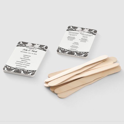 Schwarz-Weiß-Damaskus-Hochzeitsprogramm Fächer (Non-assembled)
