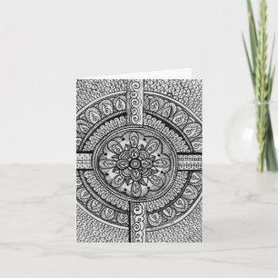 Schwarz-Weiß-Damaskus-Indische-Mandala-Dankeschön Dankeskarte