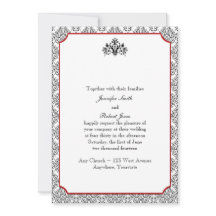 Schwarz-Weiß-Damaskus mit Einladung zur Hochzeit v