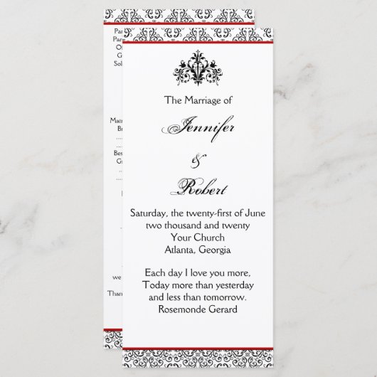 Schwarz-Weiß-Damaskus mit Red Wedding Programm (Vorne/Hinten)