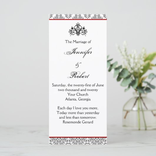 Schwarz-Weiß-Damaskus mit Red Wedding Programm (Stehend Vorderseite)