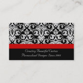 Schwarz/Weiß-Damaskus mit rotem Akzent, Mode-Gesch Visitenkarte (Rückseite)
