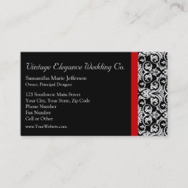 Schwarz/Weiß-Damaskus mit rotem Akzent, Mode-Gesch Visitenkarte