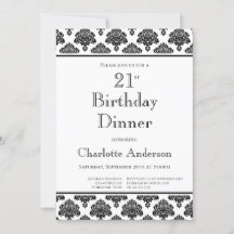 Schwarz-Weiß Damaskus Muster 21. Geburtstag Abende