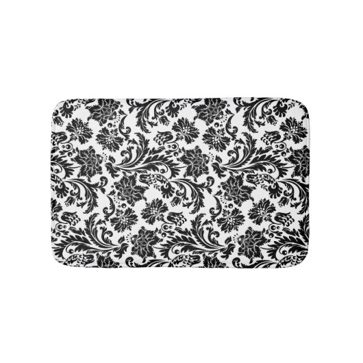 Schwarz-Weiß-Damaskus-Muster Badematte (Vorderseite)
