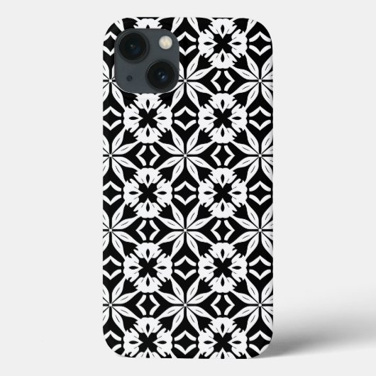 Schwarz-Weiß-Damaskus-Muster Case-Mate iPhone Hülle (Rückseite)