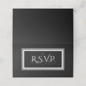 Schwarz-Weiß-Damaskus-Muster r.s.v.p-Karte Platzkarte (Außenseite Aufgefaltet)