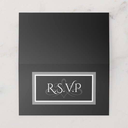 Schwarz-Weiß-Damaskus-Muster r.s.v.p-Karte Platzkarte (Außenseite Aufgefaltet)
