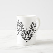 Schwarz-Weiß-Damaskus Porzellantasse (Vorderseite Rechts)