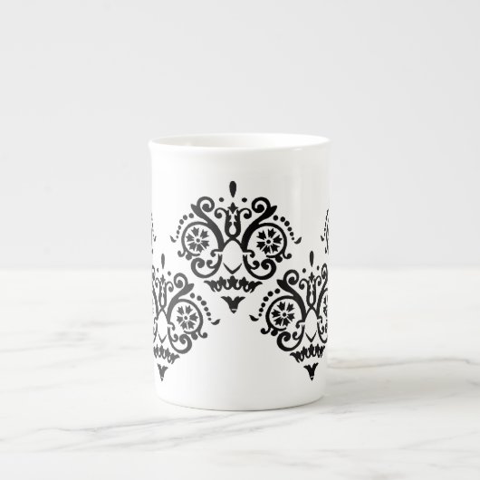 Schwarz-Weiß-Damaskus Porzellantasse (Vorderseite)