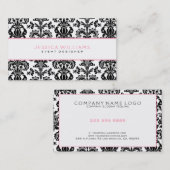 Schwarz-Weiß-Damaskus-rosa Akzente Visitenkarte (Vorne/Hinten)