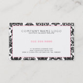 Schwarz-Weiß-Damaskus-rosa Akzente Visitenkarte (Rückseite)