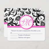 Schwarz-Weiß-Damaskus-Rosa-UAWG RSVP Karte (Vorne/Hinten)