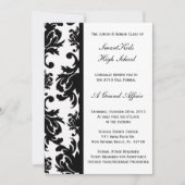 Schwarz-Weiß-Damaskus-Schulraum oder formales Schu Einladung (Vorderseite)