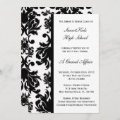 Schwarz-Weiß-Damaskus-Schulraum oder formales Schu Einladung (Vorne/Hinten)