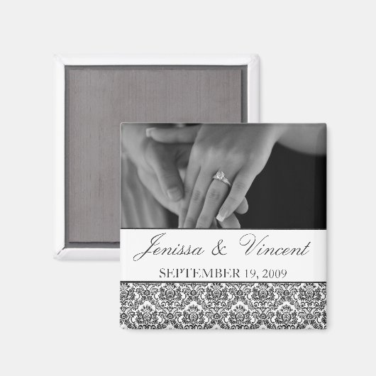 Schwarz-Weiß-Damaskus speichern Magnet (Vorderseite/Rückseite)