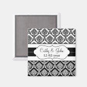 "Schwarz/Weiß"-Damaskus Speichern Sie den Datums-M Magnet (Vorderseite/Rückseite)