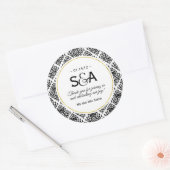 Schwarz-Weiß-Damaskus-Sticker Runder Aufkleber (Umschlag)