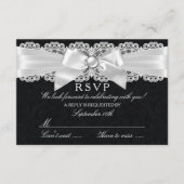Schwarz-Weiß-Damaskus und Perlenbow-UAWG RSVP Karte (Vorderseite)