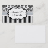 Schwarz-Weiß-Damaskus-Visitenkarte mit Eisblau Visitenkarte (Vorne/Hinten)